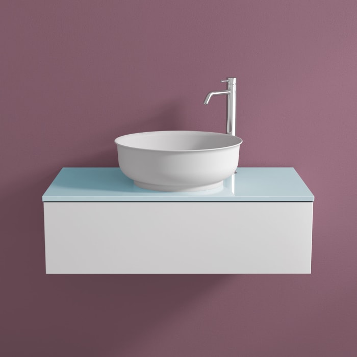 progettobagno Luna Waschtischkonsole 80 cm mit Auszug und Glasplatte