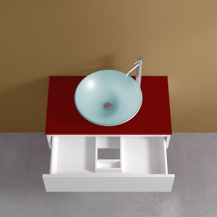 progettobagno Luna Waschtischkonsole 80 cm mit Auszug und Glasplatte