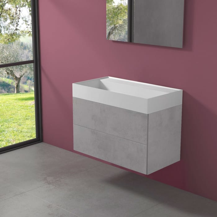 progettobagno Pianosa Hitek Waschtisch mit Unterschrank 85 cm wandhängend ohne Hahnloch