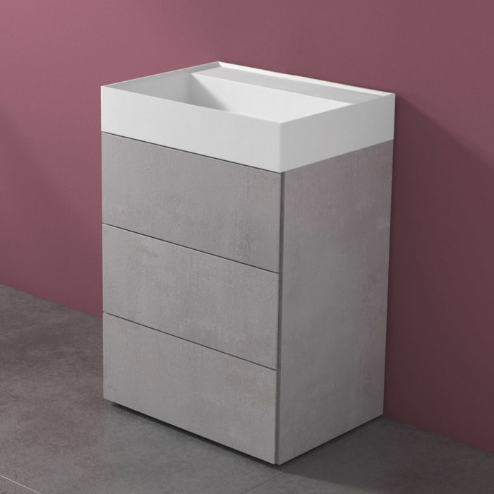 progettobagno Pianosa Hitek Waschtisch mit Unterschrank 60 cm bodenstehend ohne Hahnloch