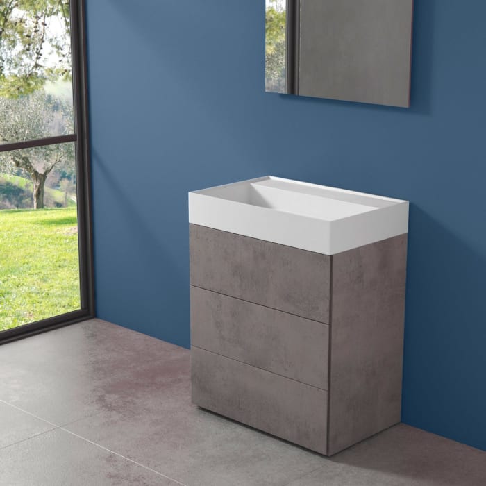 progettobagno Pianosa Hitek Waschtisch mit Unterschrank 70 cm bodenstehend ohne Hahnloch