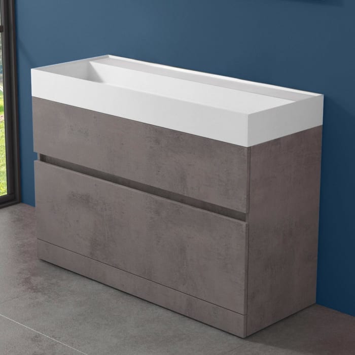 progettobagno Pianosa Hitek Waschtisch mit Unterschrank 120 cm bodenstehendohne Hahnloch