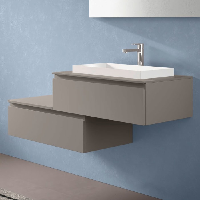 progettobagno Stresa Duo 130 cm mit ELY 60 Einbauwaschtisch rechts, mit Hahnlochbohrung