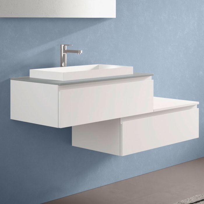 progettobagno Stresa Duo 130 cm mit ELY 60 Einbauwaschtisch links, mit Hahnlochbohrung