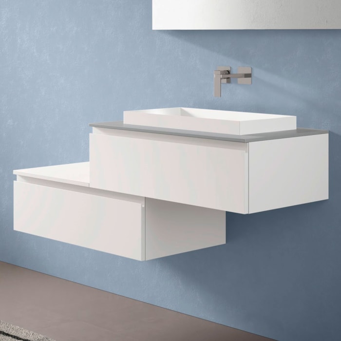 progettobagno Stresa Duo 130 cm mit ELY 60 Einbauwaschtisch rechts, ohne Hahnlochbohrung