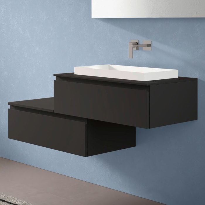 progettobagno Stresa Duo 130 cm mit ELY 60 Einbauwaschtisch rechts, ohne Hahnlochbohrung