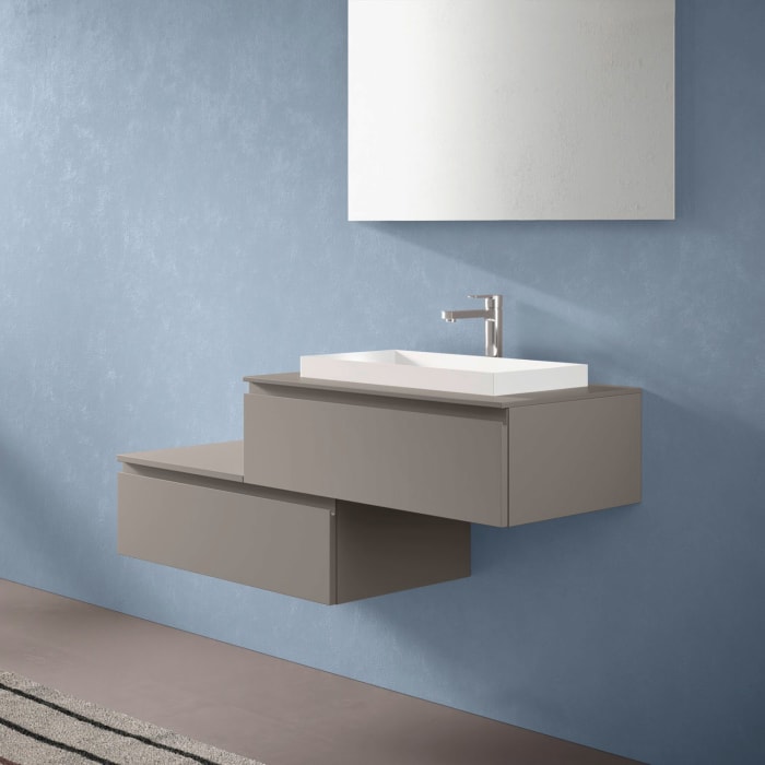 progettobagno Stresa Duo 130 cm mit ELY 60 Einbauwaschtisch rechts, mit Hahnlochbohrung