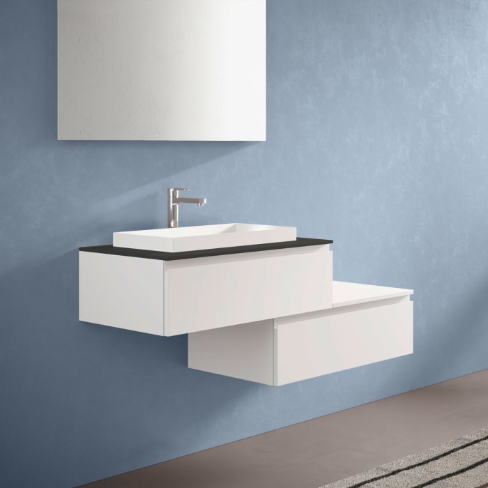progettobagno Stresa Duo 130 cm mit ELY 60 Einbauwaschtisch links, mit Hahnlochbohrung