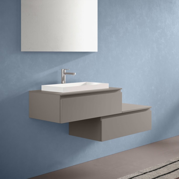 progettobagno Stresa Duo 130 cm mit ELY 60 Einbauwaschtisch links, mit Hahnlochbohrung
