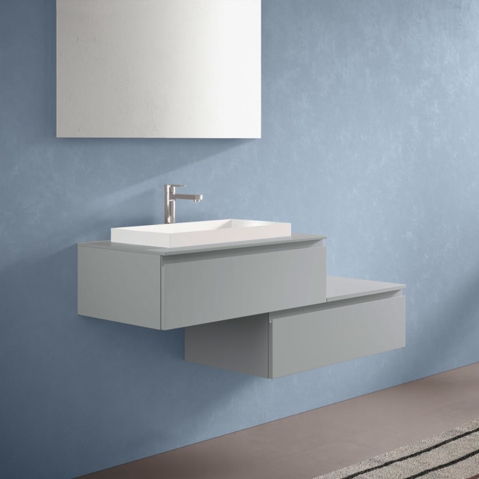 progettobagno Stresa Duo 130 cm mit ELY 60 Einbauwaschtisch links, mit Hahnlochbohrung