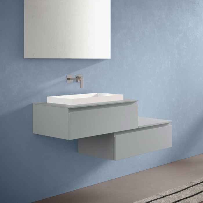 progettobagno Stresa Duo 130 cm mit ELY 60 Einbauwaschtisch links, ohne Hahnlochbohrung