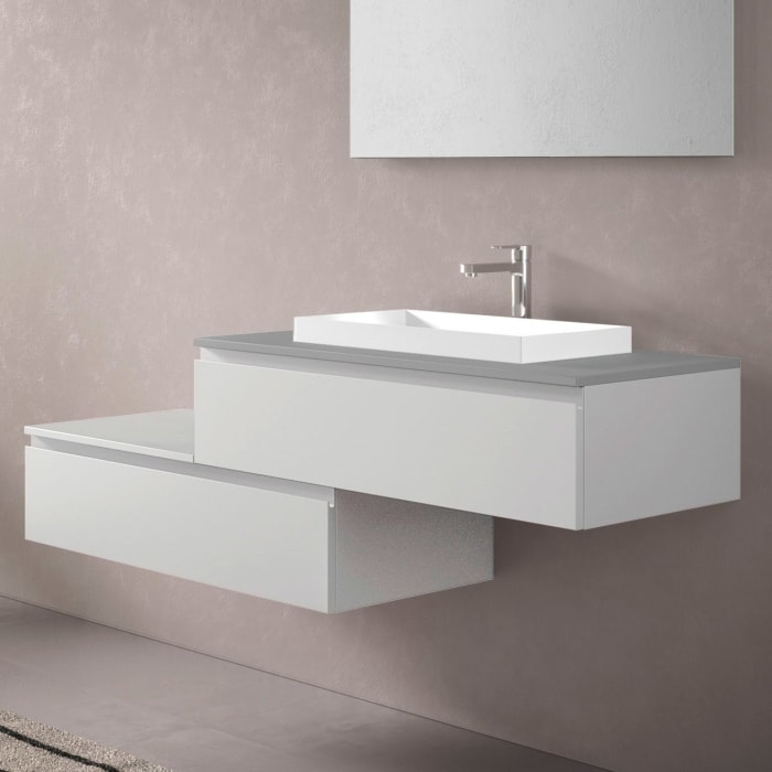 progettobagno Stresa Duo 160 cm mit ELY 60 Einbauwaschtisch rechts, mit Hahnlochbohrung