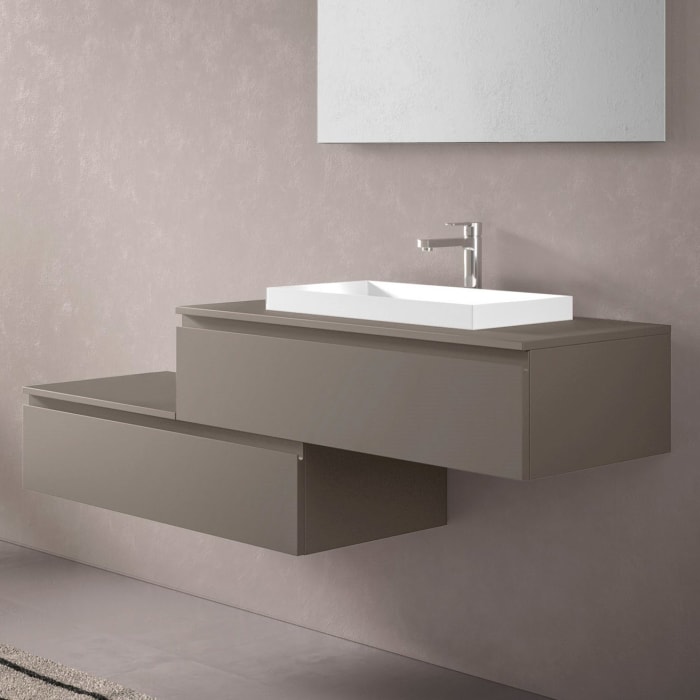 progettobagno Stresa Duo 160 cm mit ELY 60 Einbauwaschtisch rechts, mit Hahnlochbohrung