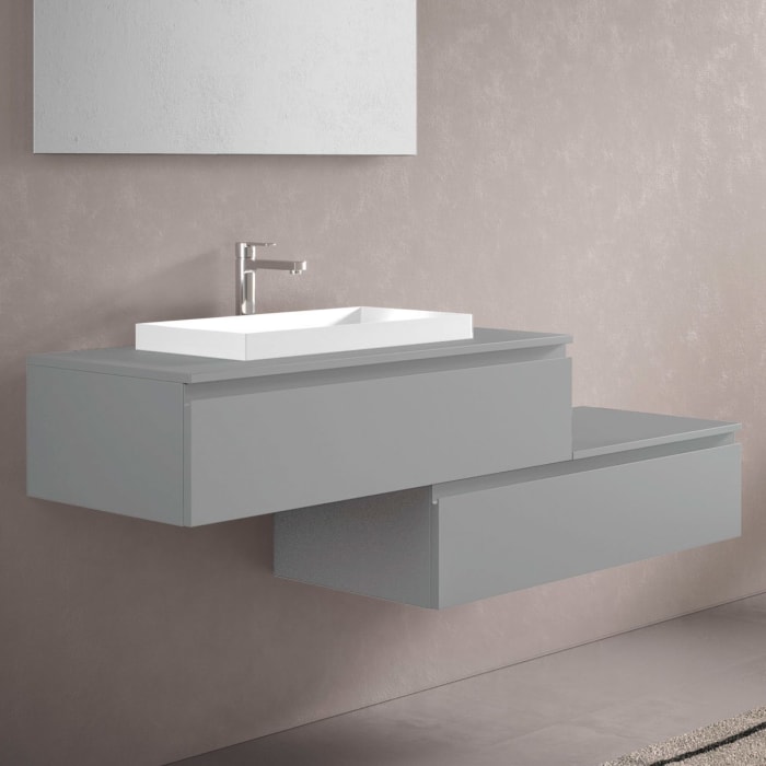 progettobagno Stresa Duo 160 cm mit ELY 60 Einbauwaschtisch links, mit Hahnlochbohrung