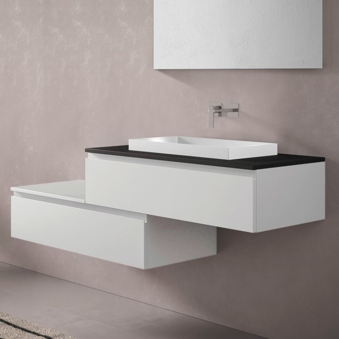 progettobagno Stresa Duo 160 cm mit ELY 60 Einbauwaschtisch rechts, ohne Hahnlochbohrung