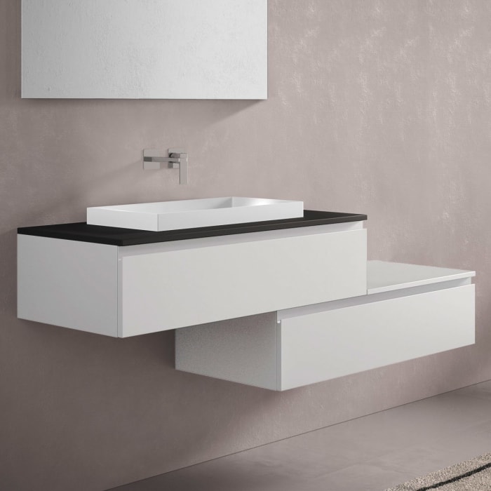 progettobagno Stresa Duo 160 cm mit ELY 60 Einbauwaschtisch links, ohne Hahnlochbohrung