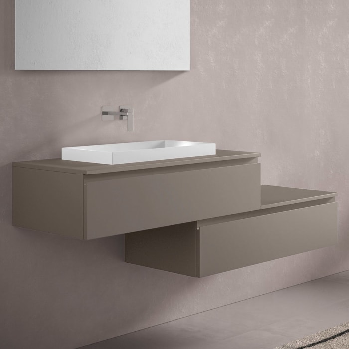 progettobagno Stresa Duo 160 cm mit ELY 60 Einbauwaschtisch links, ohne Hahnlochbohrung