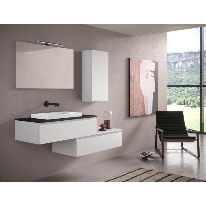 progettobagno Stresa Duo 160 cm mit ELY 60 Einbauwaschtisch links, ohne Hahnlochbohrung