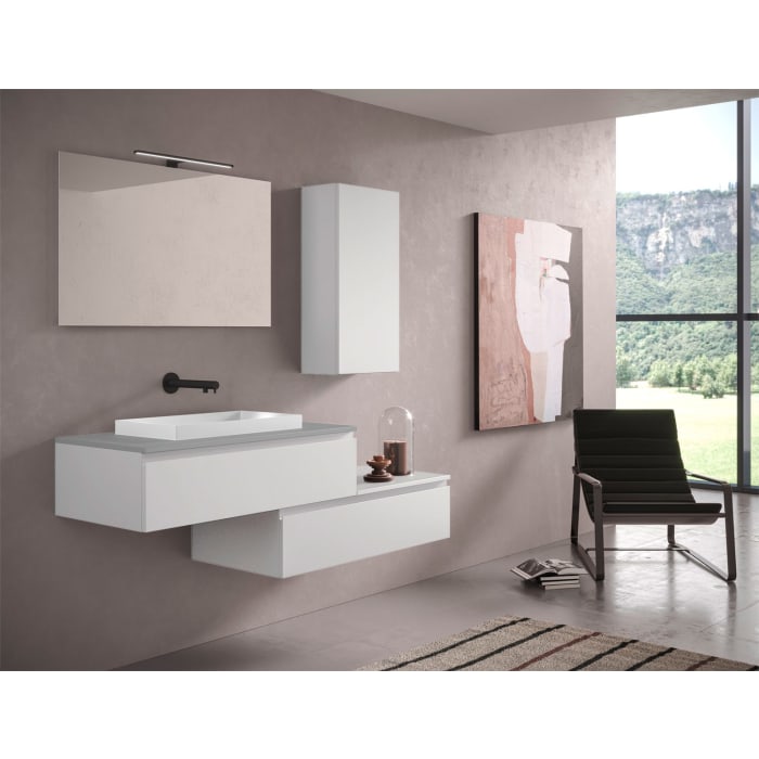 progettobagno Stresa Duo 160 cm mit ELY 60 Einbauwaschtisch links, ohne Hahnlochbohrung