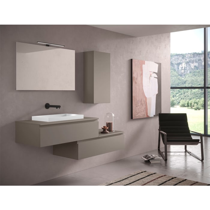progettobagno Stresa Duo 160 cm mit ELY 60 Einbauwaschtisch links, ohne Hahnlochbohrung