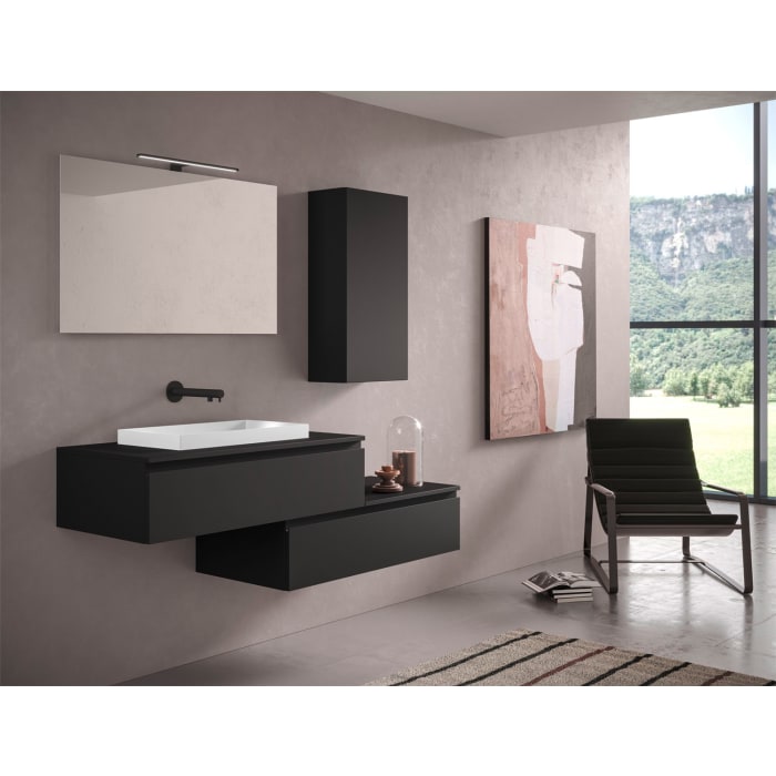 progettobagno Stresa Duo 160 cm mit ELY 60 Einbauwaschtisch links, ohne Hahnlochbohrung