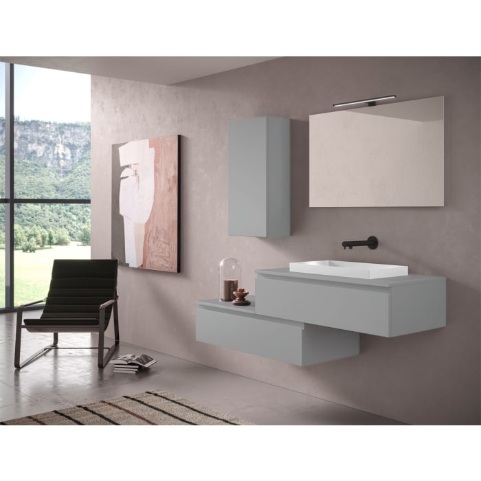 progettobagno Stresa Duo 160 cm mit ELY 60 Einbauwaschtisch rechts, ohne Hahnlochbohrung