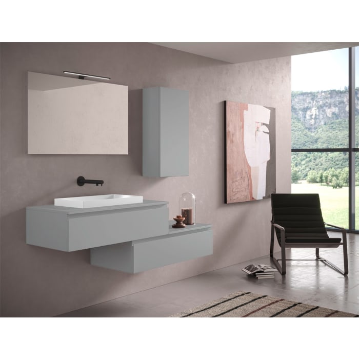 progettobagno Stresa Duo 160 cm mit ELY 60 Einbauwaschtisch links, mit Hahnlochbohrung