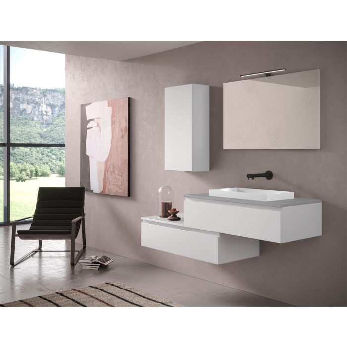 progettobagno Stresa Duo 160 cm mit ELY 60 Einbauwaschtisch rechts, mit Hahnlochbohrung