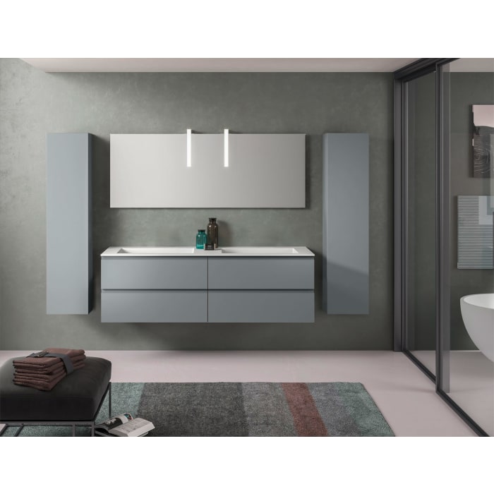 progettobagno Stresa Lago Doppel-Waschtisch mit Unterschrank 160 cm ohne Hahnloch