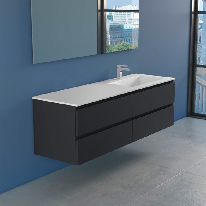 progettobagno Stresa Lago Waschtisch mit Unterschrank  160 cm, Ausführung rechts