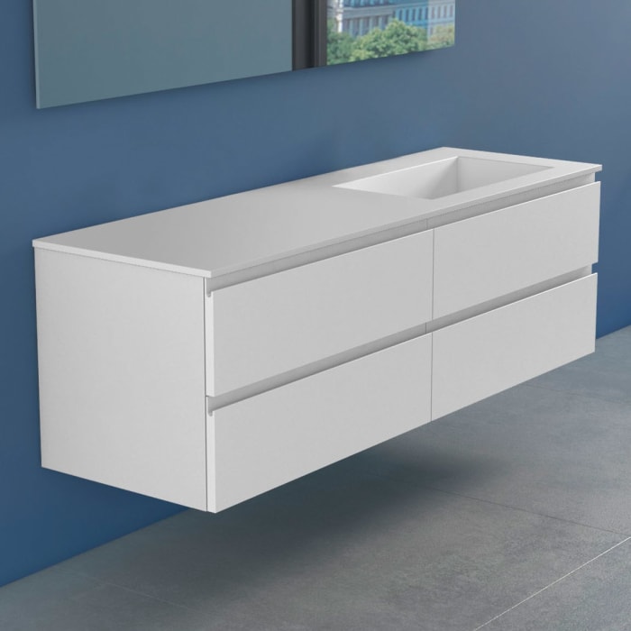 progettobagno Stresa Lago Waschtisch mit Unterschrank 160 cm, Ausführung rechts ohne Hahnloch