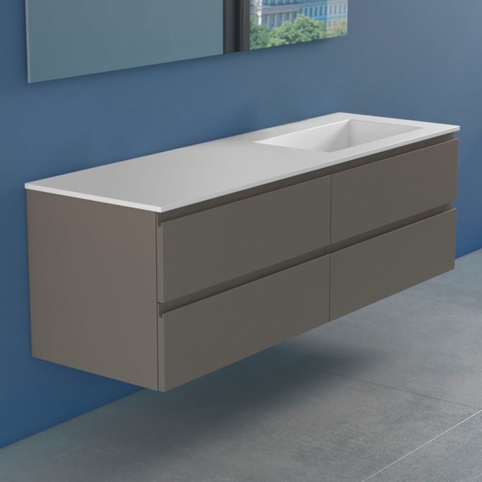 progettobagno Stresa Lago Waschtisch mit Unterschrank 160 cm, Ausführung rechts ohne Hahnloch