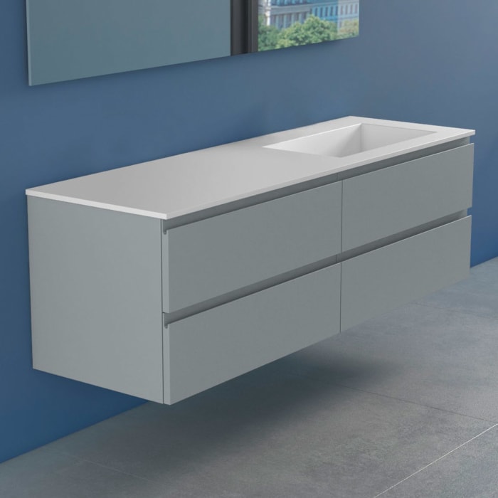 progettobagno Stresa Lago Waschtisch mit Unterschrank  160 cm, Ausführung rechts ohne Hahnloch