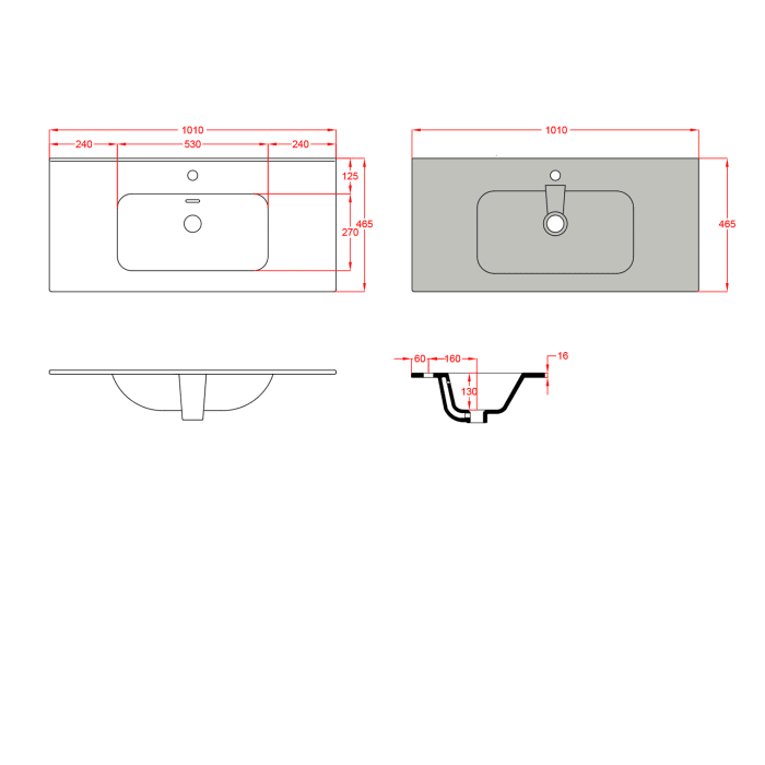progettobagno Stresa Tre Waschtisch mit Unterschrank 100 cm bodenstehend