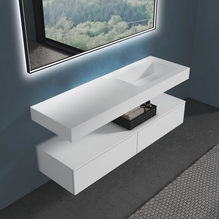 progettobagno Orta Waschtisch 160 cm Ausführung rechts ohne Hahnloch