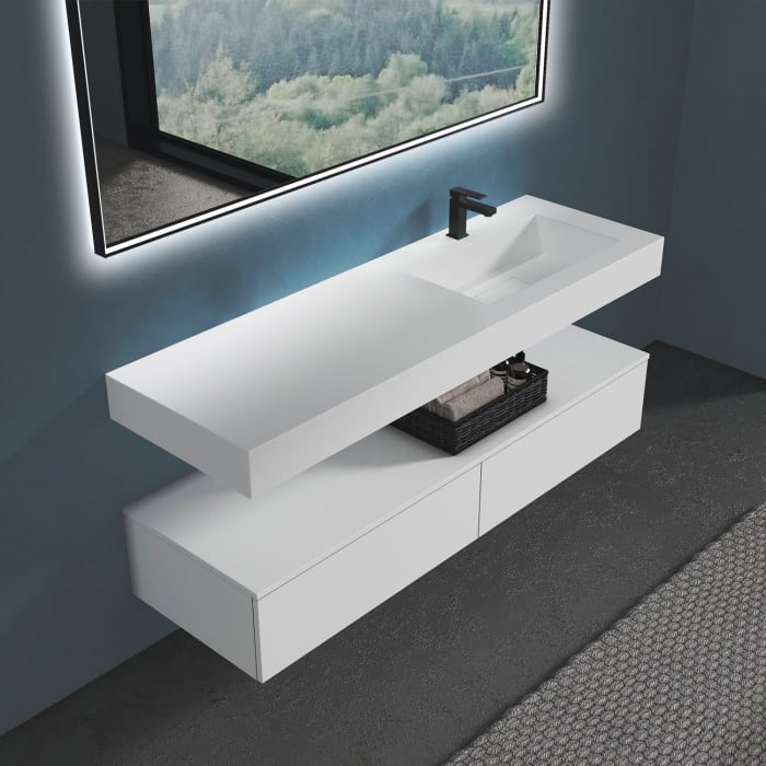 progettobagno Orta Waschtisch 160 cm Ausführung rechts mit Hahnloch