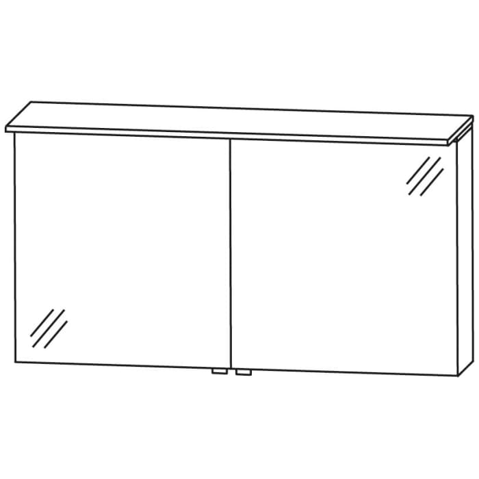 Puris Aspekt Spiegelschrank 120 cm mit 2 Türen und LED-Flächenleuchte