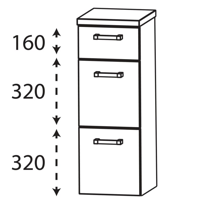 Puris b • brace Highboard 30 x 30 x 82,8 cm mit 3 Auszügen