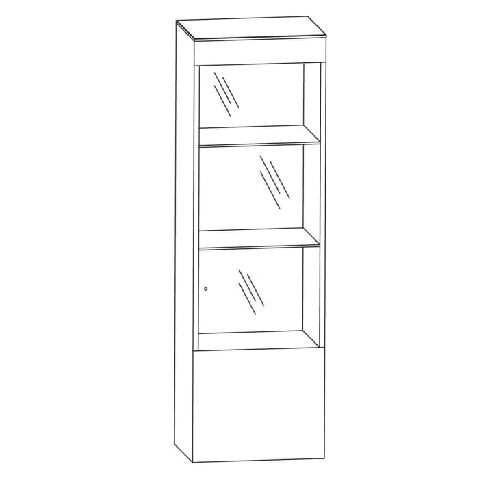 Puris b • brace Mittelschrank-Vitrine 40 x 30 x 130,8 cm mit 1 Glastür, Anschlag rechts