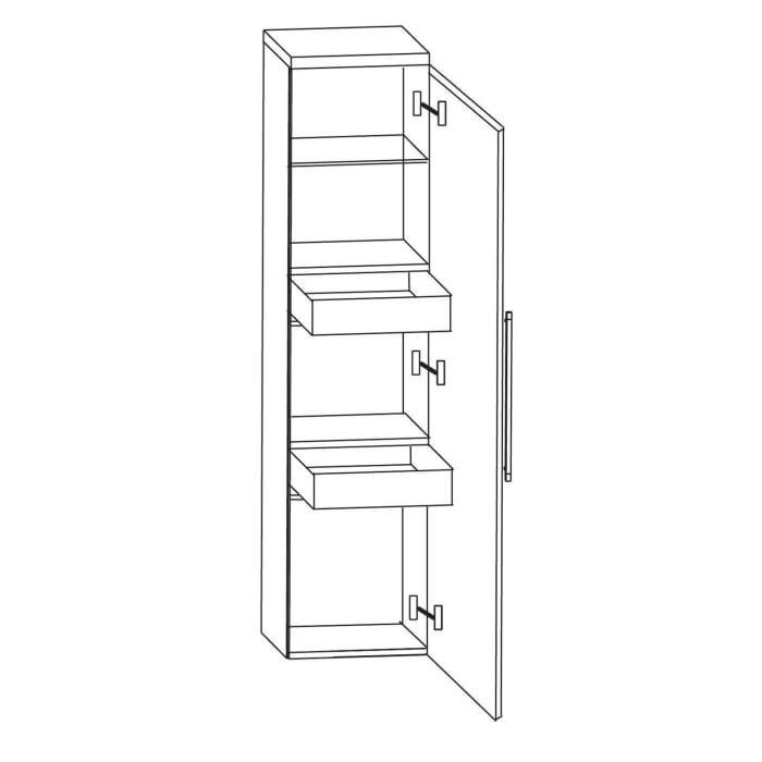 Puris b • brace Mittelschrank 30 x 30 x 130,8 cm mit 2 Innenschubkästen und 1 Tür, Anschlag rechts