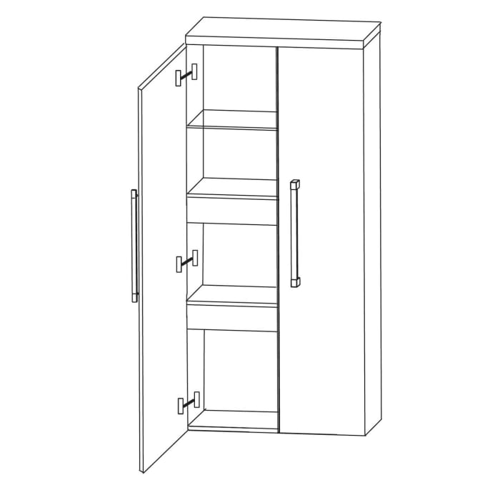 Puris b • brace Mittelschrank 60 x 30 x 130,8 cm mit 2 Innenschubkästen und 2 Türen