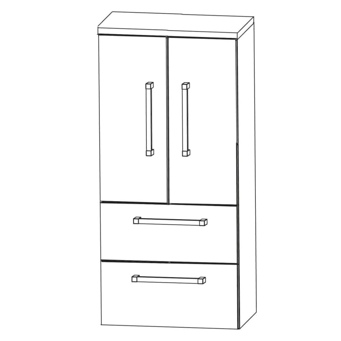 Puris b • brace Mittelschrank 60 x 30 x 130,8 cm mit 2 Auszügen und 2 Türen
