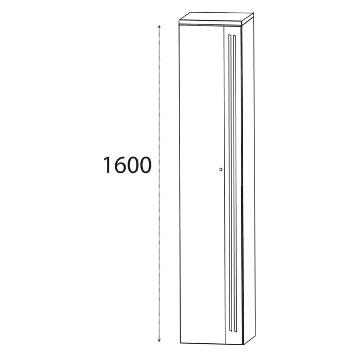 Puris b • brace Hochschrank 40 x 30 x 162,8 cm mit 1 Doppelspiegeltür, Anschlag links