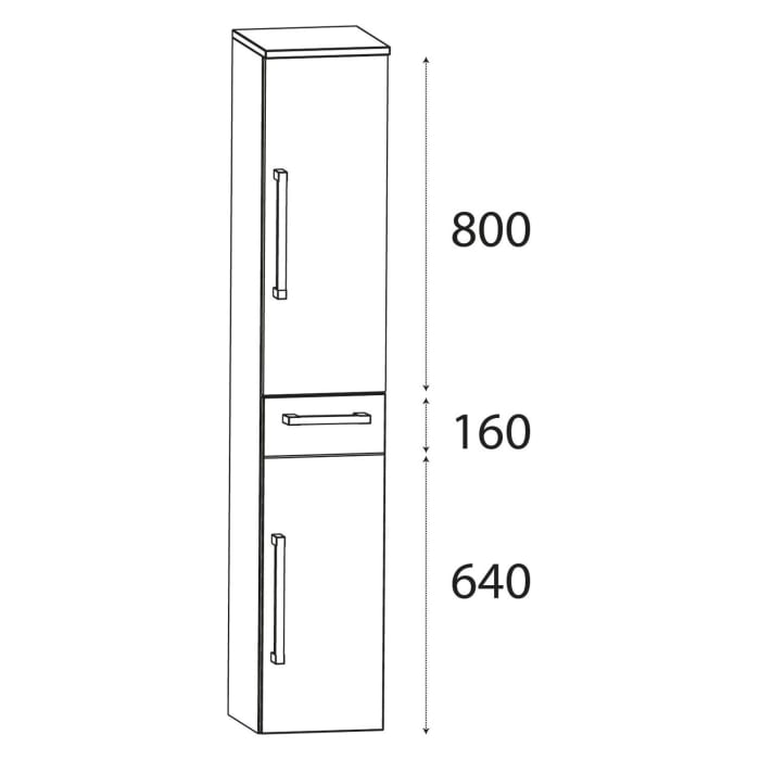 Puris b • brace Hochschrank 30 x 30 x 162,8 cm mit 1 Schubkasten und 2 Türen, Anschlag rechts