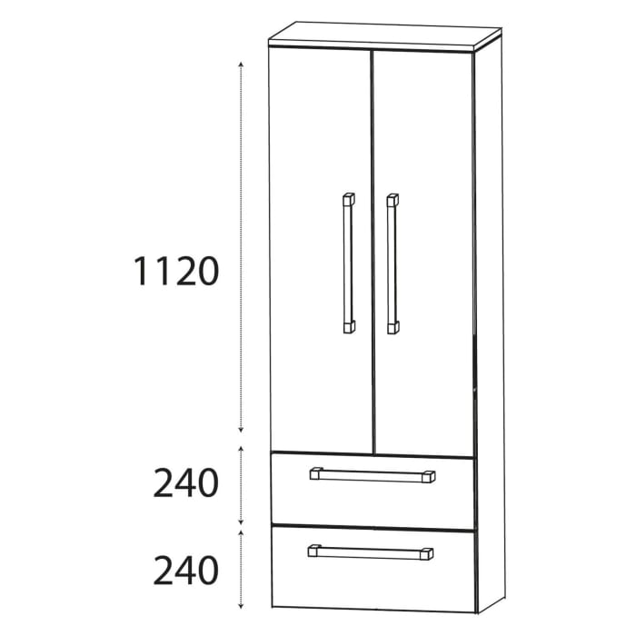 Puris b • brace Hochschrank 60 x 30 x 162,8 cm mit 2 Auszügen und 2 Türen