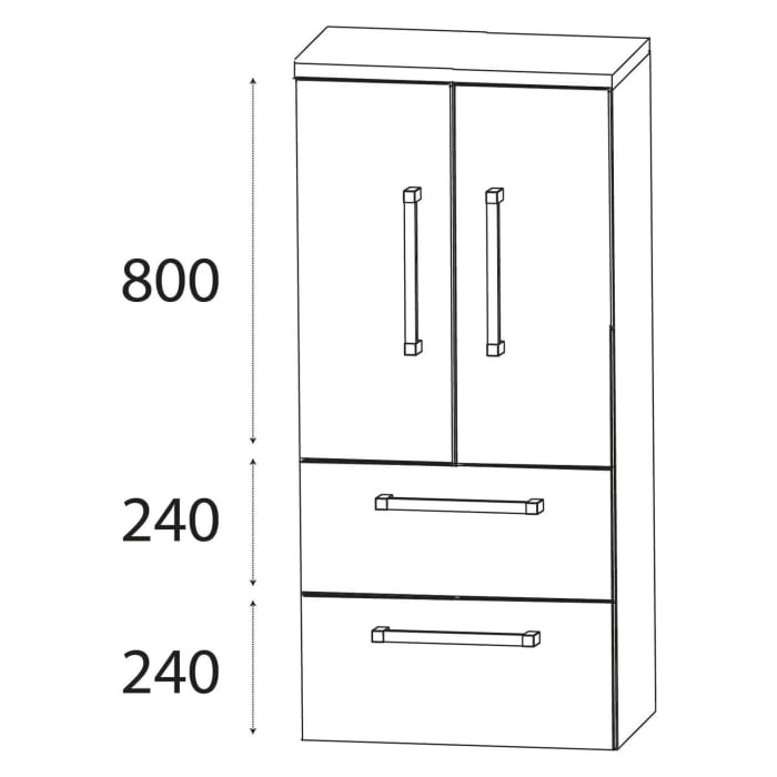 Puris b • brace Mittelschrank 60 x 30 x 130,8 cm mit 2 Auszügen und 2 Türen