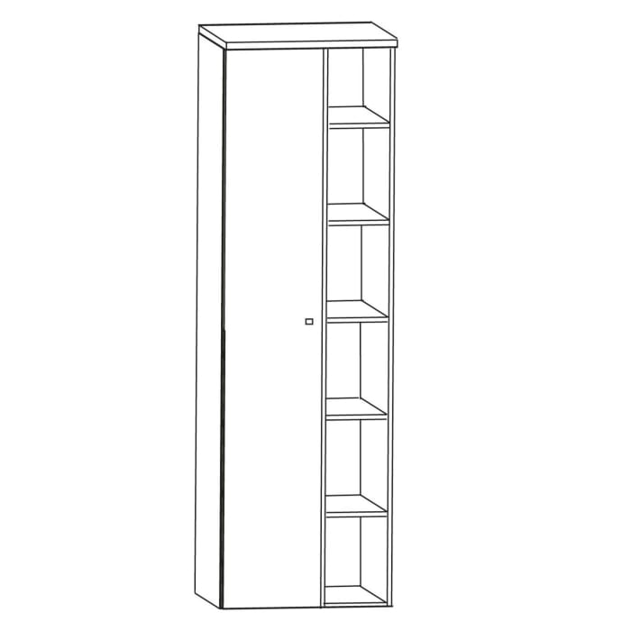 Puris b • brace Hochschrank 50 x 30 x 162,8 cm mit 1 Regal und 1 Doppelspiegeltür, Anschlag links