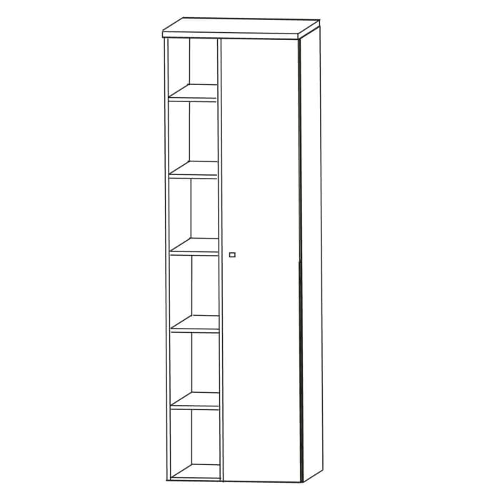 Puris b • brace Hochschrank 50 x 30 x 162,8 cm mit 1 Regal und 1 Doppelspiegeltür, Anschlag rechts