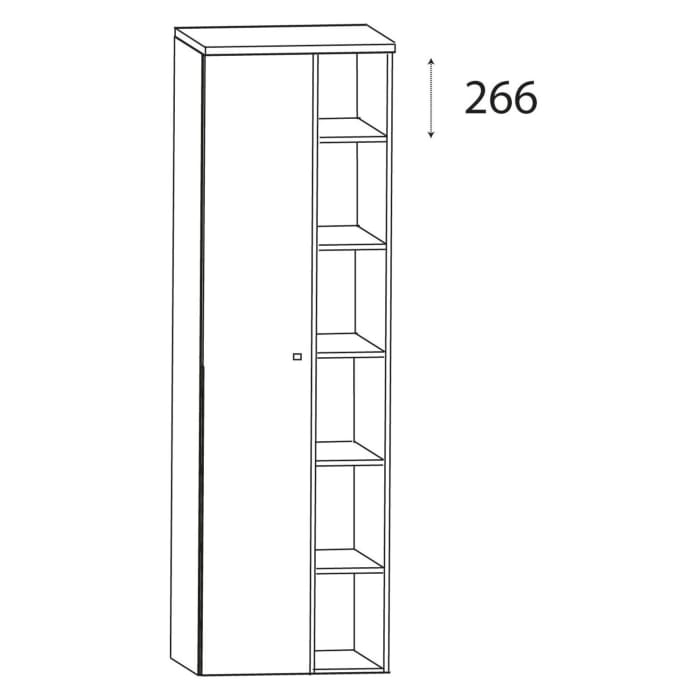 Puris b • brace Hochschrank 50 x 30 x 162,8 cm mit 1 Regal und 1 Doppelspiegeltür, Anschlag links