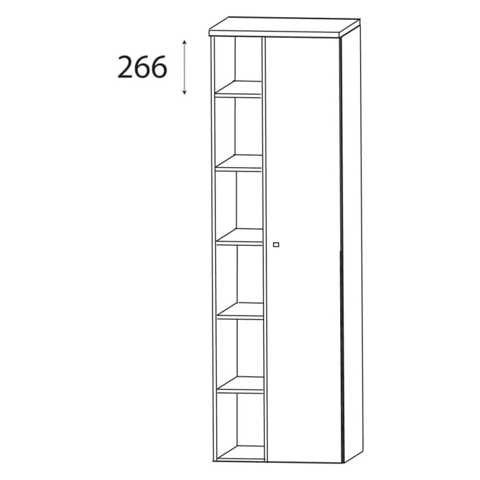 Puris b • brace Hochschrank 50 x 30 x 162,8 cm mit 1 Regal und 1 Doppelspiegeltür, Anschlag rechts